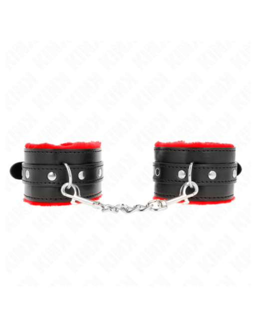 KINK - RESISTENZA DA POLSO PREMIUM FODERATA IN PELLICCIA ROSSO CON CINTURA NERA REGOLABILE 17-29 CM X 6 CM