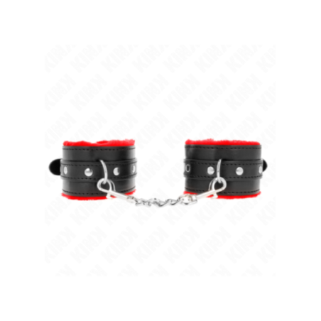KINK - RESISTENZA DA POLSO PREMIUM FODERATA IN PELLICCIA ROSSO CON CINTURA NERA REGOLABILE 17-29 CM X 6 CM