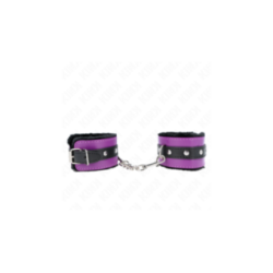 KINK - POGGIPOLSI PREMIUM FODERATI IN PELLICCIA NERI CON CINTURA VIOLA/NERA REGOLABILE 17-29 CM X 6 CM