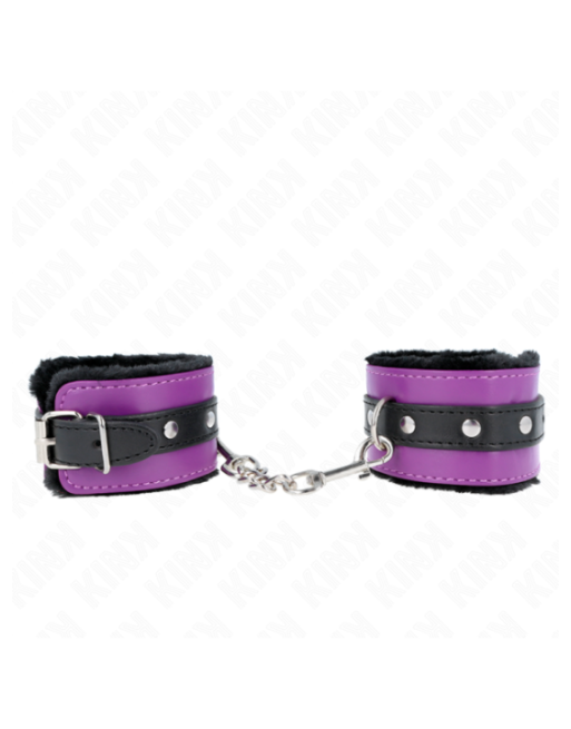 KINK - POGGIPOLSI PREMIUM FODERATI IN PELLICCIA NERI CON CINTURA VIOLA/NERA REGOLABILE 17-29 CM X 6 CM
