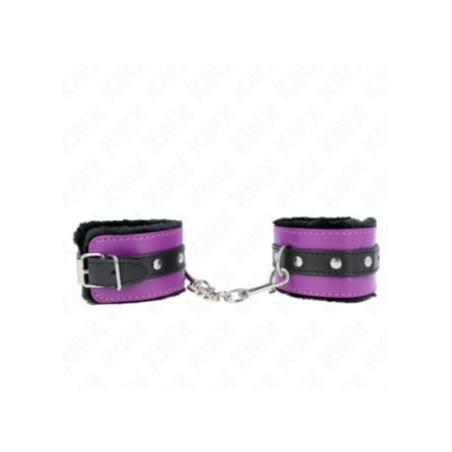 KINK - POGGIPOLSI PREMIUM FODERATI IN PELLICCIA NERI CON CINTURA VIOLA/NERA REGOLABILE 17-29 CM X 6 CM