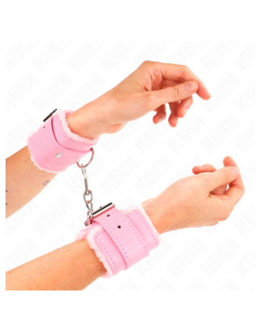 KINK - RESISTENZA DA POLSO IMBOTTITA IN PELLICCIA ROSA CON CINTURA ROSA REGOLABILE 17-29 CM X 6 CM