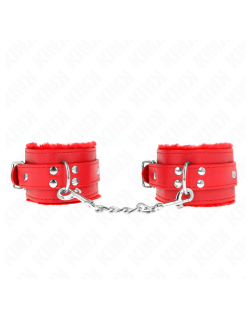 KINK - RESISTENZA DA POLSO IMBOTTITA IN PELLICCIA ROSSO CON CINTURA ROSSA REGOLABILE 17-29 CM X 6 CM