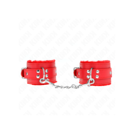 KINK - RESISTENZA DA POLSO IMBOTTITA IN PELLICCIA ROSSO CON CINTURA ROSSA REGOLABILE 17-29 CM X 6 CM