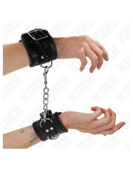 KINK - RESISTENZA DA POLSO IMBOTTITA IN PELLICCIA NERA CON CINTURA NERA REGOLABILE 17-29 CM X 6 CM