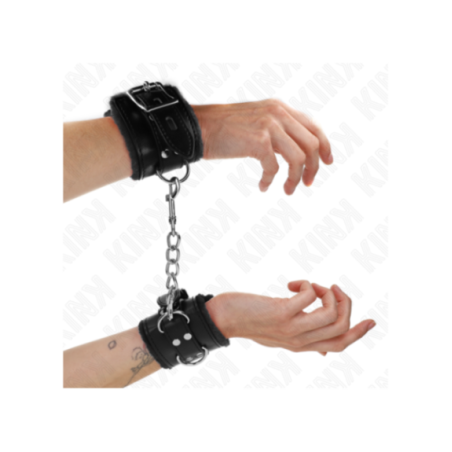 KINK - RESISTENZA DA POLSO IMBOTTITA IN PELLICCIA NERA CON CINTURA NERA REGOLABILE 17-29 CM X 6 CM