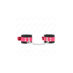 KINK - RESISTENZA DA POLSO IN NYLON NERO CON CINTURA IN SIMILPELLE ROSA LAMPONE REGOLABILE 19-29 CM X 5,1 CM