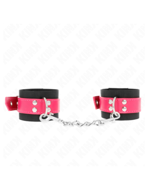 KINK - RESISTENZA DA POLSO IN NYLON NERO CON CINTURA IN SIMILPELLE ROSA LAMPONE REGOLABILE 19-29 CM X 5,1 CM