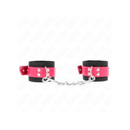KINK - RESISTENZA DA POLSO IN NYLON NERO CON CINTURA IN SIMILPELLE ROSA LAMPONE REGOLABILE 19-29 CM X 5,1 CM
