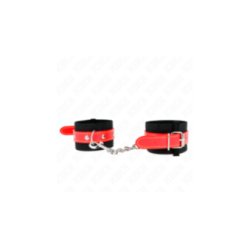 KINK - RESISTENZA DA POLSO IN NYLON NERO CON SIMILPELLE ROSSO REGOLABILE 19-24 CM X 5,5 CM