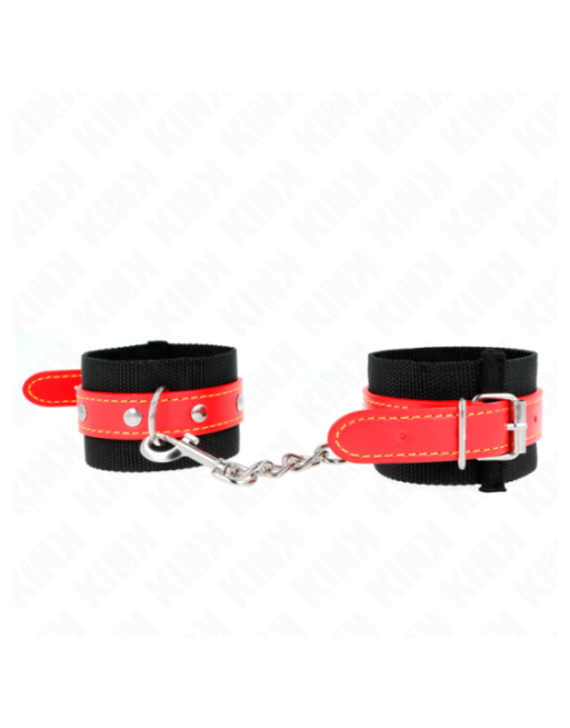 KINK - RESISTENZA DA POLSO IN NYLON NERO CON SIMILPELLE ROSSO REGOLABILE 19-24 CM X 5,5 CM