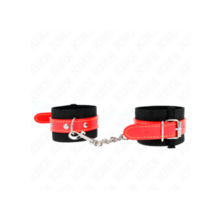KINK - RESISTENZA DA POLSO IN NYLON NERO CON SIMILPELLE ROSSO REGOLABILE 19-24 CM X 5,5 CM