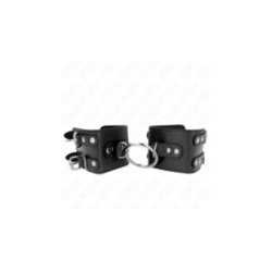 KINK - POLSO FISSO CON ANELLO E BORCHIE REGOLABILE NERO 17-22 CM X 6,5 CM