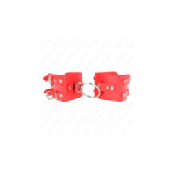 KINK - POLSO FISSO CON ANELLO E BORCHIE REGOLABILE ROSSO 17-22 CM X 6,5 CM