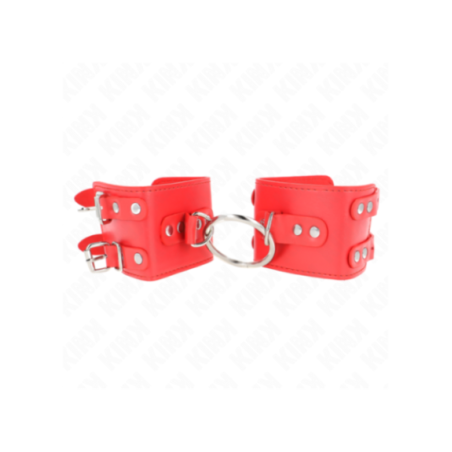 KINK - POLSO FISSO CON ANELLO E BORCHIE REGOLABILE ROSSO 17-22 CM X 6,5 CM