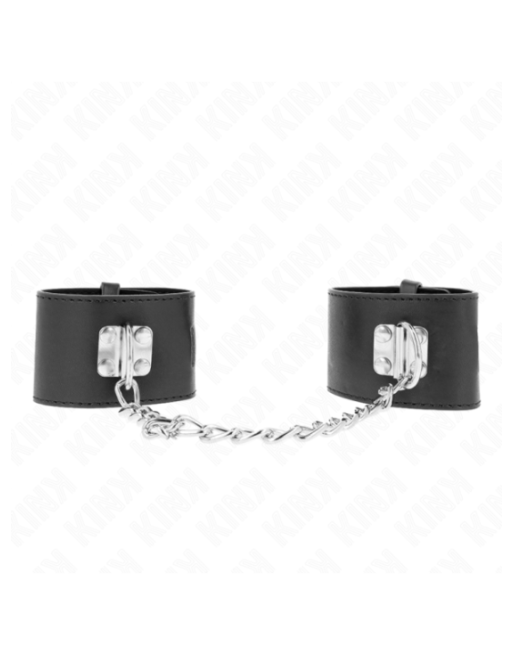 KINK - POLSO FISSO CON CATENA 30 CM E CHIUSURA LUCCHETTO NERO REGOLABILE 16-23 CM X 5,5 CM