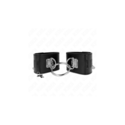 KINK - POLSO FISSO CON CHIUSURA AD ANELLO E LUCCHETTO NERO REGOLABILE 16-23 CM X 5,5 CM