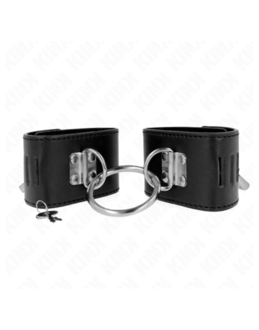 KINK - POLSO FISSO CON CHIUSURA AD ANELLO E LUCCHETTO NERO REGOLABILE 16-23 CM X 5,5 CM