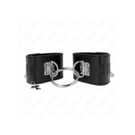 KINK - POLSO FISSO CON CHIUSURA AD ANELLO E LUCCHETTO NERO REGOLABILE 16-23 CM X 5,5 CM