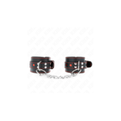 KINK - POLSO NERO CON INTARSIO CUORE ROSSO REGOLABILE 21-28 CM X 5,5 CM
