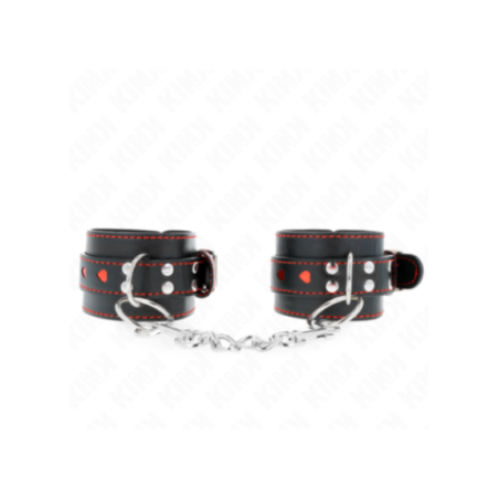KINK - POLSO NERO CON INTARSIO CUORE ROSSO REGOLABILE 21-28 CM X 5,5 CM