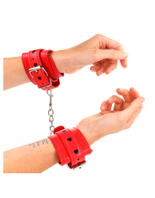 KINK - POLSO ROSSO CON INTARSIO A CUORE NERO REGOLABILE 21-28 CM X 5,5 CM