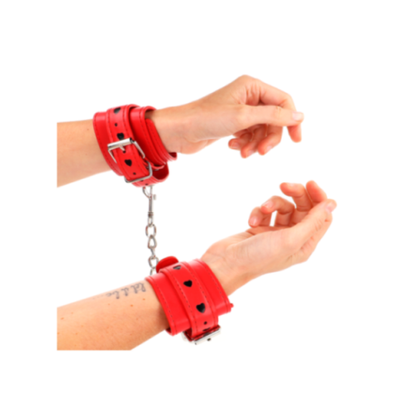 KINK - POLSO ROSSO CON INTARSIO A CUORE NERO REGOLABILE 21-28 CM X 5,5 CM