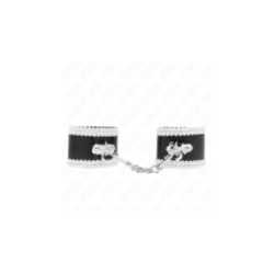 KINK - POLSO NERO CON PIZZO DECORATO BIANCO REGOLABILE 20-23 CM X 5,5 CM