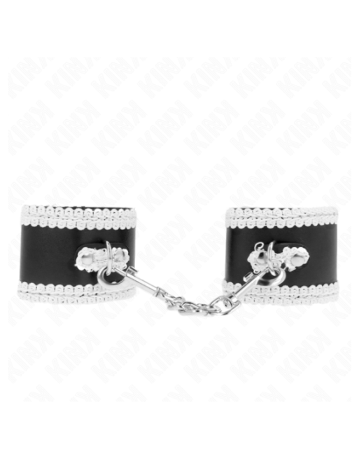 KINK - POLSO NERO CON PIZZO DECORATO BIANCO REGOLABILE 20-23 CM X 5,5 CM
