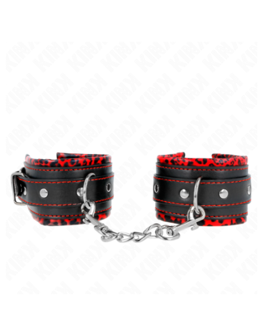 KINK - POGGIPOLSI IMBOTTITI IN PELLICCIA ROSSO/NERO REGOLABILE 17-29 CM X 6 CM