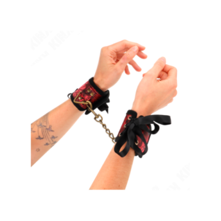 KINK - RESISTENZA DA POLSO SCANDALO DETTAGLI IN PIZZO ROSSO-NERO 24,5 CM X 6,5 CM