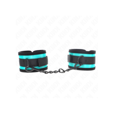 KINK - TENUTA DA POLSO IN NYLON CON GANCIO E LOOP NERO-BLU REGOLABILE 18-32 CM X 5 CM