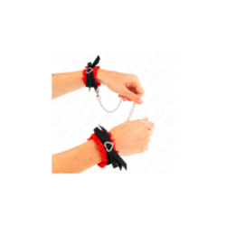 KINK - POLSO ELASTICO IN PIZZO DETTAGLI CUORE ROSSO REGOLABILE 22-35 CM