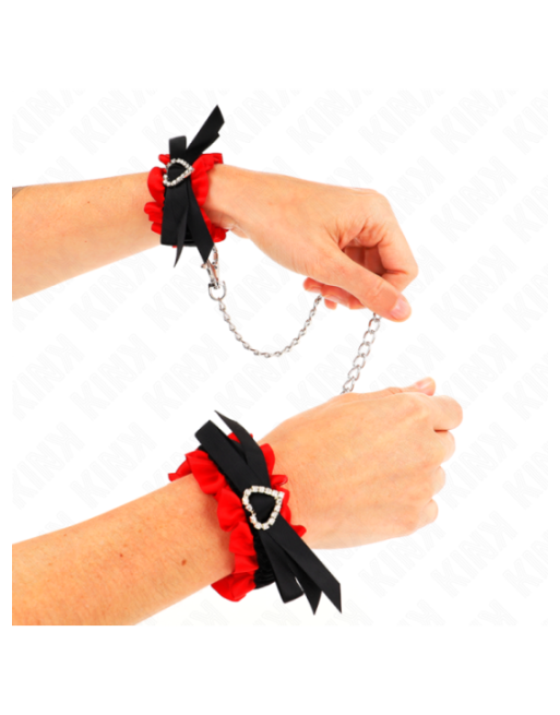 KINK - POLSO ELASTICO IN PIZZO DETTAGLI CUORE ROSSO REGOLABILE 22-35 CM