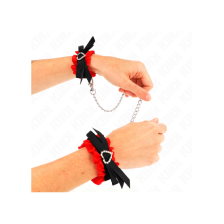 KINK - POLSO ELASTICO IN PIZZO DETTAGLI CUORE ROSSO REGOLABILE 22-35 CM
