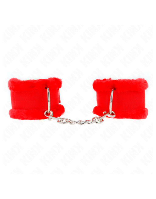 KINK - POGGIPOLSO FODERATO IN PELLICCIA ROSSO REGOLABILE 17-31 CM X 7 CM