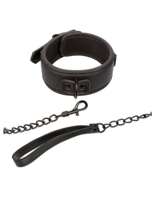 CALEXOTICS - NOCTURNAL COLLARE E GUINZAGLIO IN PELLE REGOLABILE NERO