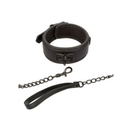 CALEXOTICS - NOCTURNAL COLLARE E GUINZAGLIO IN PELLE REGOLABILE NERO