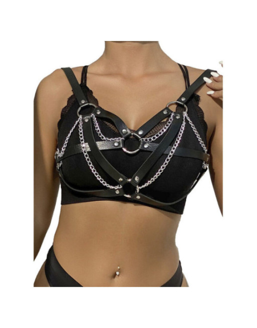 SUBBLIME - 953713 CINTURA PUNK BONDAGE FIBBIA METALLO NERA TAGLIA UNICA