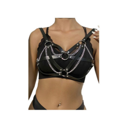 SUBBLIME - 953713 CINTURA PUNK BONDAGE FIBBIA METALLO NERA TAGLIA UNICA