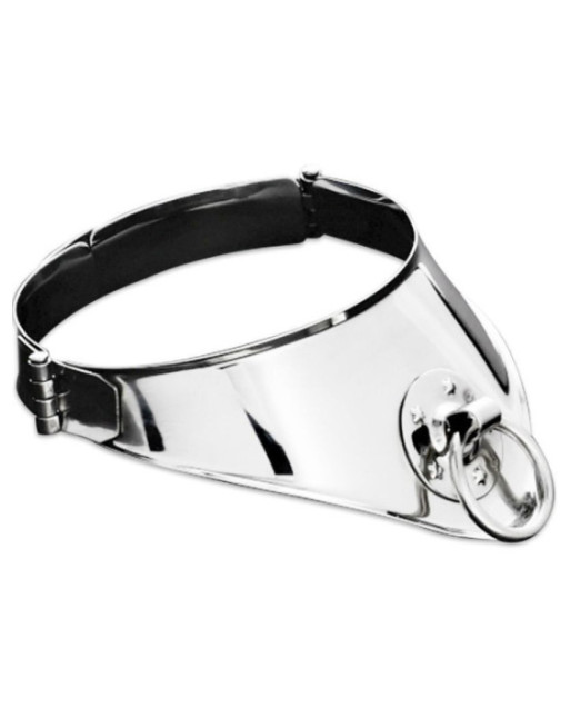 METAL HARD - COLLARE DI CONTENIMENTO RIGIDO IN METALLO CON ANELLO E LUCCHETTO 12,5 CM