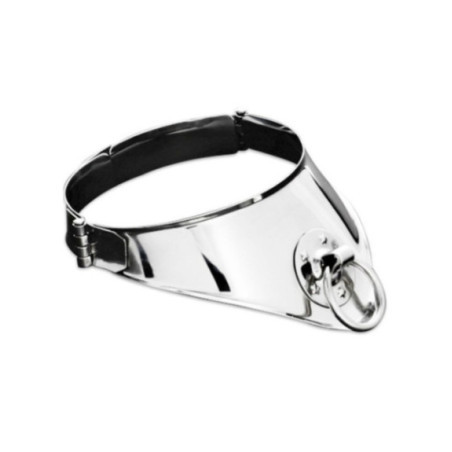 METAL HARD - COLLARE DI CONTENIMENTO RIGIDO IN METALLO CON ANELLO E LUCCHETTO 12,5 CM