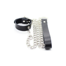 OHMAMA FETISH - COLLANA PER PENE E CINTURINO IN PELLE CON CATENA IN METALLO
