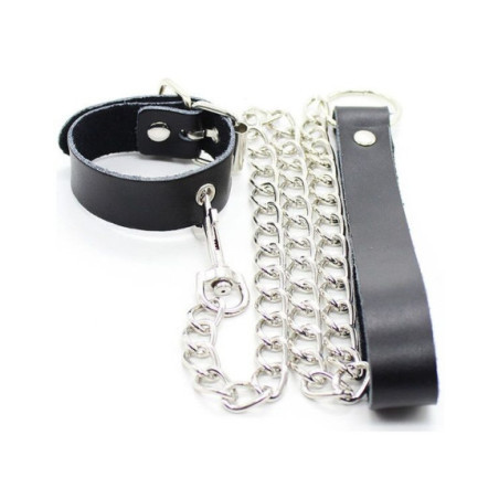 OHMAMA FETISH - COLLANA PER PENE E CINTURINO IN PELLE CON CATENA IN METALLO