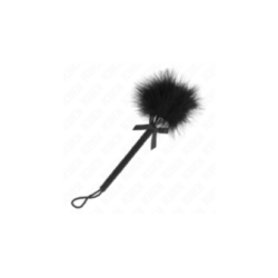 KINK - BACCHETTA IN CORDA DI NYLON CON PIUME TICKLE E FIOCCO NERO 25 CM