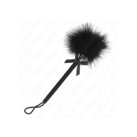KINK - BACCHETTA IN CORDA DI NYLON CON PIUME TICKLE E FIOCCO NERO 25 CM
