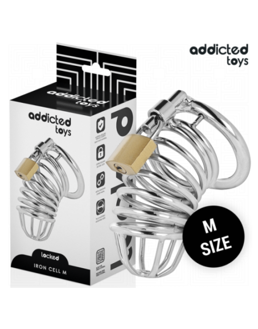 ADDICTED TOYS LOCKED - GABBIA PER PENE IN METALLO CON CELLULE DI FERRO TAGLIA M