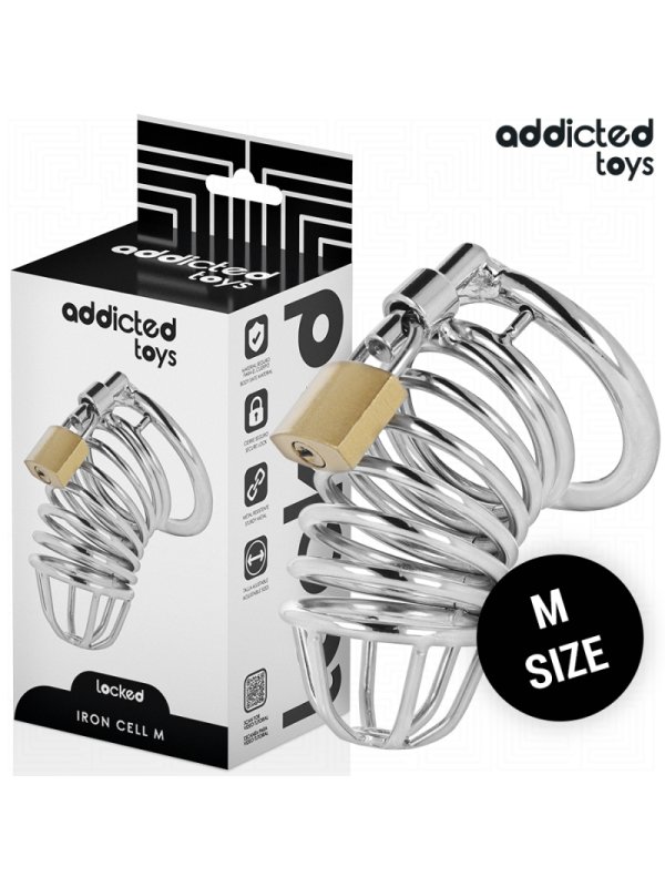ADDICTED TOYS LOCKED - GABBIA PER PENE IN METALLO CON CELLULE DI FERRO TAGLIA M