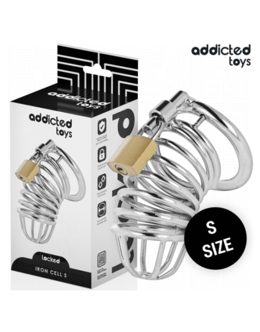 ADDICTED TOYS LOCKED - GABBIA PER PENE IN METALLO CON CELLULE DI FERRO 4 CM TAGLIA S