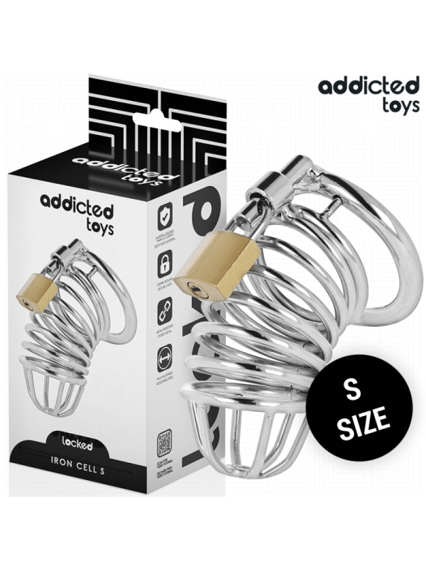 ADDICTED TOYS LOCKED - GABBIA PER PENE IN METALLO CON CELLULE DI FERRO 4 CM TAGLIA S